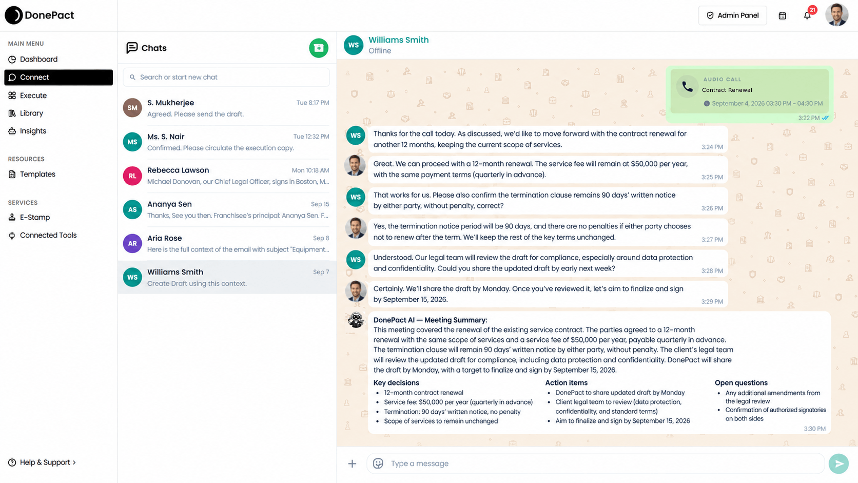 DonePact AI review guides running against an agreement inside Microsoft Word