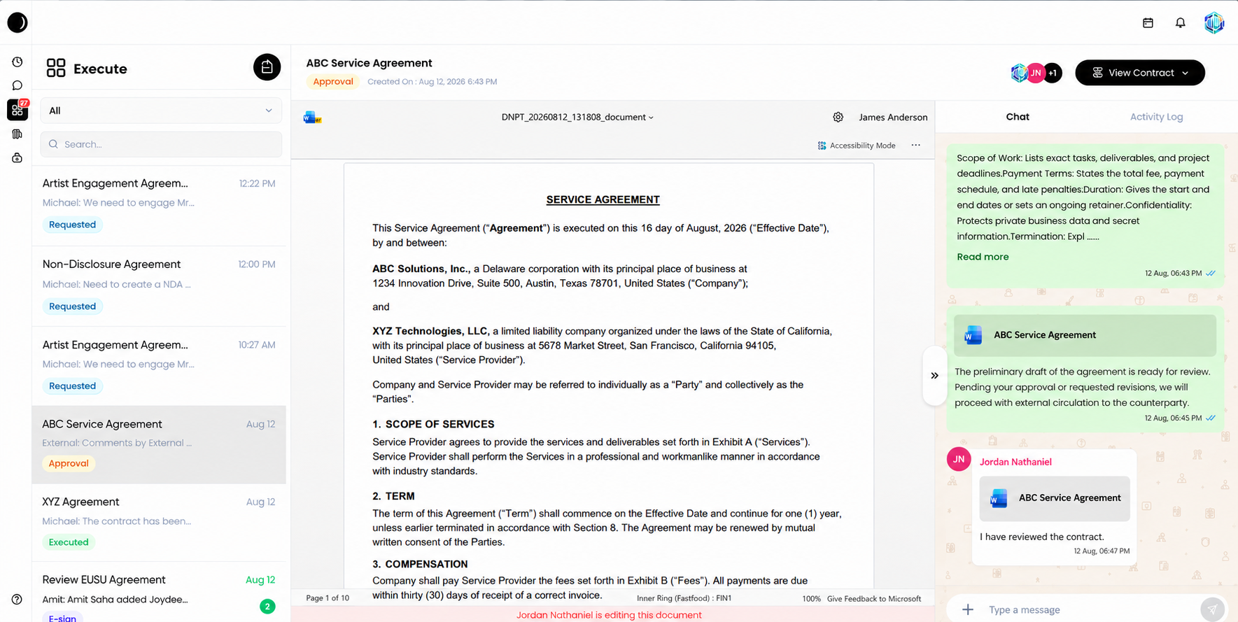 The DonePact agreement workspace